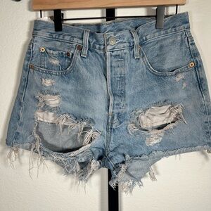 Levi's Light Blue Distressed Jean Shorts